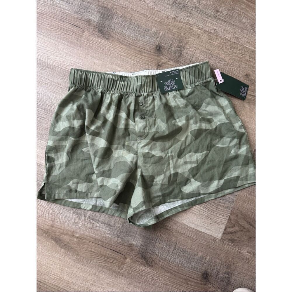 wild fable Cotton blend  Camo Shorts - Olive Green